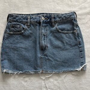 PacSun Light Wash Denim Mini Skirt Raw Hem Y2K Grunge Festival 90s size 24